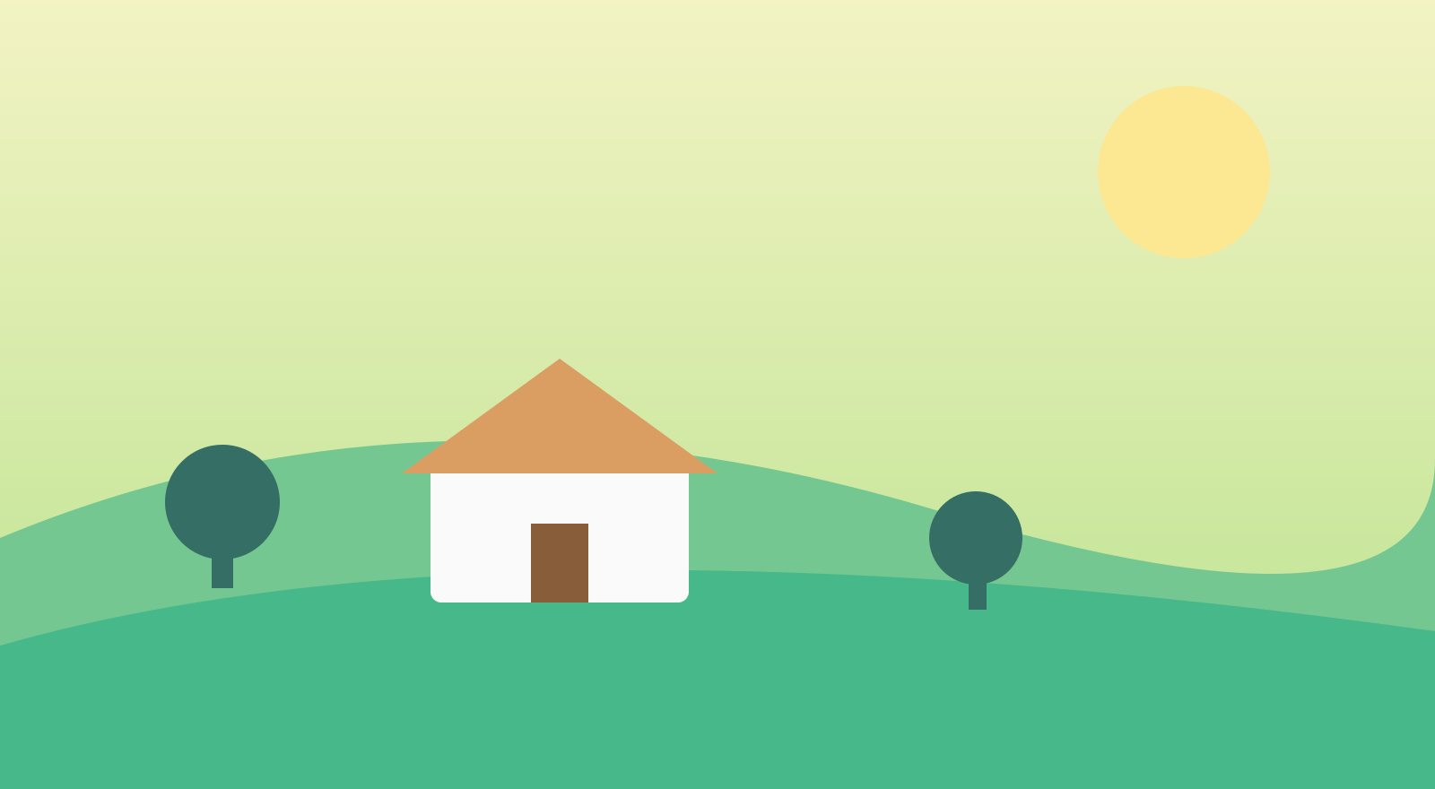 Demo illustration of Olive Grove Cottage, view 1